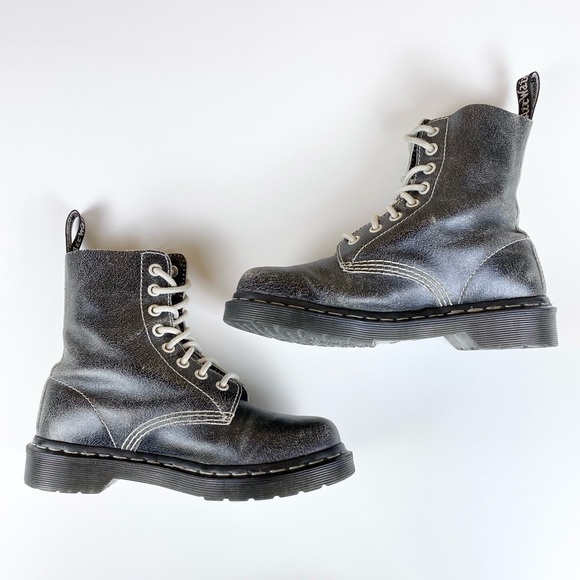 RARE Dr. Martens Pascal Leather 8-Eyelet Boots in Black/White Cristal Suede 5 - Picture 8 of 12